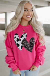 Graphic Sweatshirt | Strawberry Pink Double Heart Patch