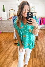 Load image into Gallery viewer, Green Cheetah Print V Neck Short Sleeve Plus Top | Plus Size/Plus Size Tops/Plus Size Tops &amp; Tees
