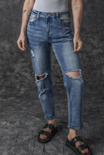 Load image into Gallery viewer, Sky Blue Open Knee Cutout Straight Leg Jeans | Bottoms/Jeans
