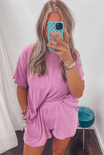 Load image into Gallery viewer, Phalaenopsis Ribbed Textured Knit Loose Fit Tee and Shorts Set | Two Piece Sets/Short Sets
