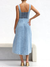 Load image into Gallery viewer, Denim Dress | Sweetheart Neck Wide Strap Denim Dress
