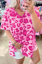 Load image into Gallery viewer, Rose Leopard Print V Neck Plus Size Tee | Plus Size/Plus Size Tops/Plus Size Tops &amp; Tees
