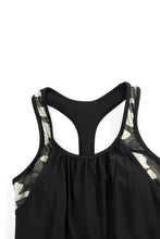 Load image into Gallery viewer, Black Contrast Splice Racerback Tankini Printed 2pcs Set | Swimwear/Tankinis
