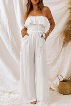 Load image into Gallery viewer, White Ruffled Bandeau Wide Leg Jumpsuit | Bottoms/Jumpsuits &amp; Rompers
