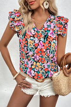 Load image into Gallery viewer, Multicolour Tiered Ruffled Sleeve Floral Blouse | Tops/Blouses &amp; Shirts
