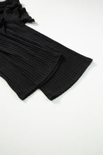 Load image into Gallery viewer, Wide Leg Jumpsuit | Black Solid Color Ribbed Short Sleeve
