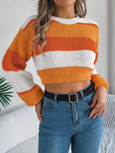 Load image into Gallery viewer, Color Block Hippie Cropped Sweater
