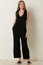 Load image into Gallery viewer, Cross Back Jumpsuit | Black Knit V Neck Jumpsuit
