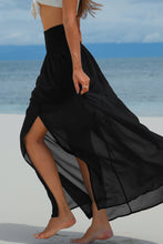 Load image into Gallery viewer, Beach Maxi Skirt | Black High Waist Chiffon Split Beach Skirt
