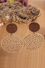 Load image into Gallery viewer, Drop Earrings | Khaki Hollow Out Wooden Round
