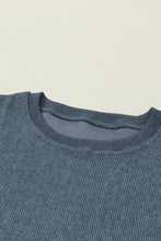 Load image into Gallery viewer, Pullover Sweatshirt | Blue Solid Ribbed Knit Round Neck
