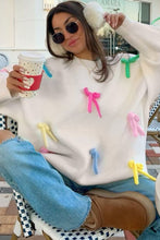 Load image into Gallery viewer, Colorful Bow Knot Crewneck Oversize Sweater
