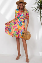 Load image into Gallery viewer, Floral Dress | Notched Neck Short Sleeve Dress
