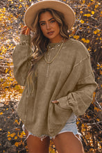 Load image into Gallery viewer, Oversized Sweatshirt | Khaki Exposed Seam Twist Open Back
