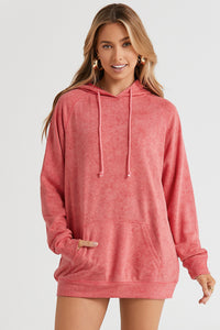 Mineral Wash Kangaroo Pocket Drawstring Pullover Hoodie | Tops/Sweatshirts & Hoodies