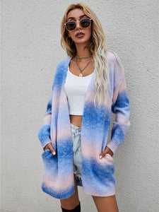 Gradient Open Front Cardigan Sweater