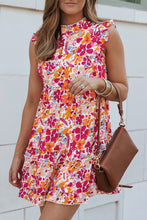 Load image into Gallery viewer, Mini Dress | Fiery Red Ruffle Tiered Sleeveless Floral Dress
