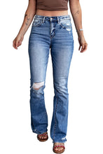 Load image into Gallery viewer, Blue Distressed Flare Jeans | Bottoms/Jeans
