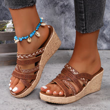 Load image into Gallery viewer, Wedge Sandals | PU Leather Crisscross
