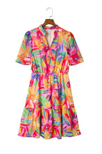 Load image into Gallery viewer, Short Sleeve Dress | Multi-Color Summer Floral Print V Neck
