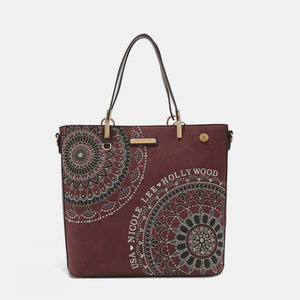 Metallic Embroidery Rhinestone Tote Bag