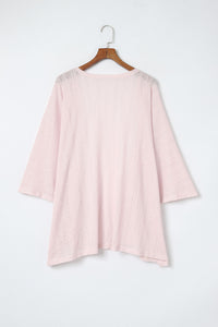 Pink Sheer Lightweight Knit Long Sleeve Cardigan