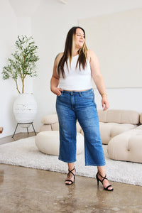 Judy Blue Full Size Braid Side Detail Wide Leg Jeans | Blue Jeans