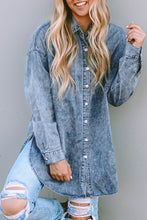 Load image into Gallery viewer, Sky Blue Vintage Washed Chest Pocket Denim Shirt
