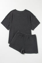 Load image into Gallery viewer, Carbon Grey Ribbed Textured Knit Loose Fit Tee and Shorts Set
