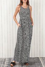 Load image into Gallery viewer, Gray Leopard Print Pocketed Sleeveless Maxi Dress
