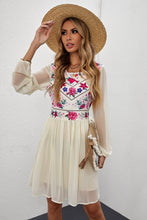 Load image into Gallery viewer, White Floral Mesh Splicing Lined Flowy Dress | Dresses/Mini Dresses
