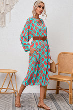 Load image into Gallery viewer, Shirt Dress | Sky Blue Western Geometric Print Split Buttoned
