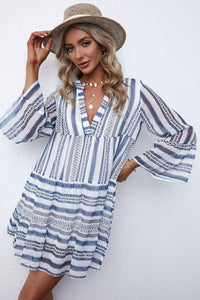 Tiered Dress | Flared Sleeves Printed Dress