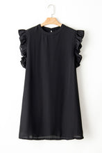 Load image into Gallery viewer, Ruffled Black Dress | Black Keyhole Back Plus Shift
