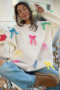 Colorful Bow Knot Crewneck Oversize Sweater