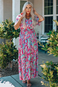 Wrap V Neck Floral Maxi Dress | Dresses/Floral Dresses