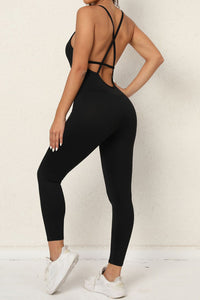 Womens Activewear Jumpsuit | Crisscross Spaghetti Strap Active Jumpsuit | leggings