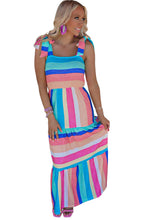 Load image into Gallery viewer, Maxi Dress | Multi-Color Striped Bow Knot Straps Dress
