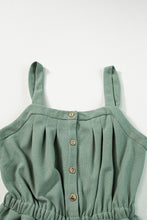 Load image into Gallery viewer, Textured Drawstring Jumpsuit | Moss Green Knotted Straps Button
