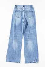 Load image into Gallery viewer, Light Blue High Rise Distressed Straight Leg Jeans | Bottoms/Jeans
