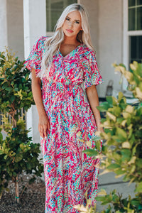 Wrap V Neck Floral Maxi Dress | Dresses/Floral Dresses