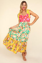 Load image into Gallery viewer, Maxi Dress |  Floral Color Block Maxi Dress with Pockets
