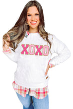 Load image into Gallery viewer, Pullover Sweatshirt | White XOXO Glitter Chenille Cable Knit
