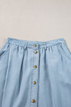 Load image into Gallery viewer, Denim Skirt | Mist Blue Fully Buttoned Long Skirt
