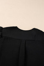 Load image into Gallery viewer, Ruffle Sleeve Top | Black V Neck Short Sleeve Blouse
