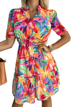 Load image into Gallery viewer, Short Sleeve Dress | Multi-Color Summer Floral Print V Neck
