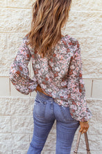 Load image into Gallery viewer, Multicolor Floral Print V Neck Long Puff Sleeve Top
