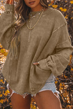 Load image into Gallery viewer, Oversized Sweatshirt | Khaki Exposed Seam Twist Open Back
