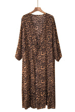 Load image into Gallery viewer, Leopard Print Tie Waist Open Front Kimono Beach Cover Up | Swimwear/Beach Cover-ups
