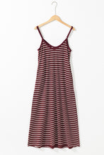 Load image into Gallery viewer, Maxi Dress | Red Stripe Side Pockets Spaghetti Straps Dress
